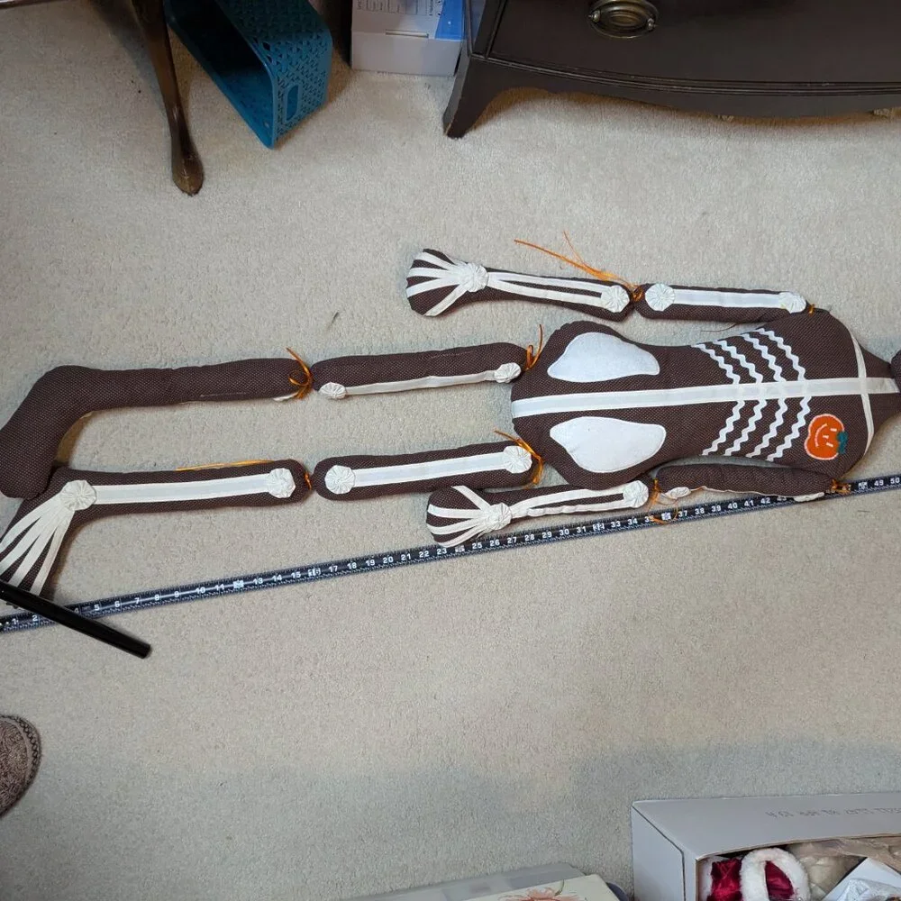 Unique Handmade Brown & White Cloth Hanging Skeleton Halloween Decor 60